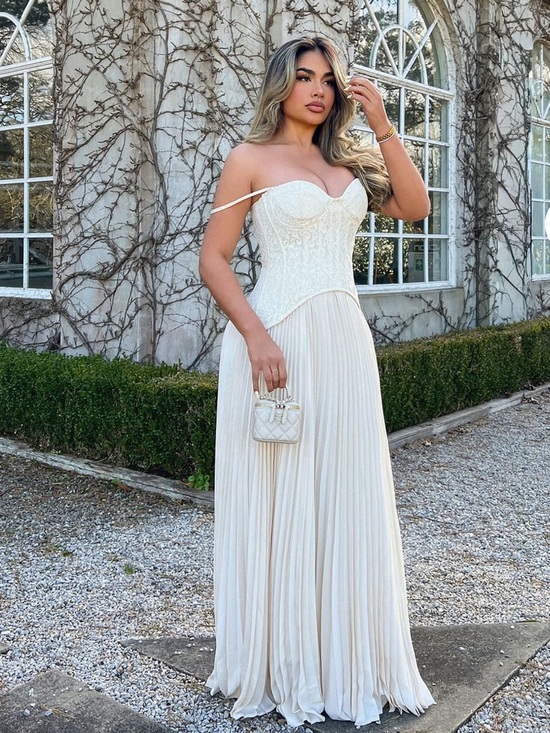 Fashion Nova Dresses & Skirts - Fashion Nova Ivory Off-Shoulder Corset Maxi Dress